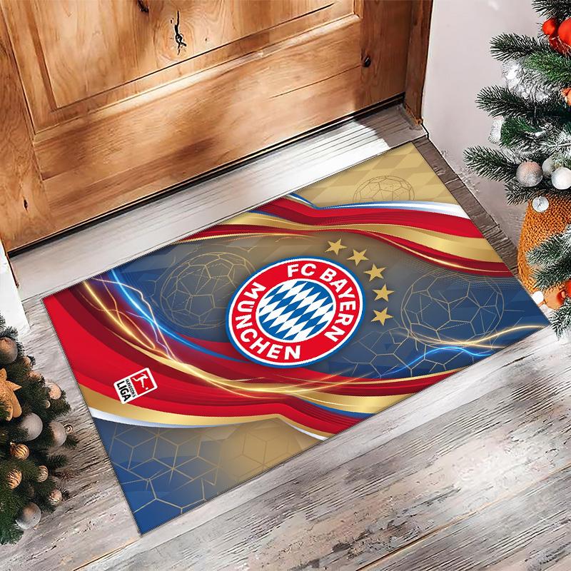 FC Bayern München Fußball Muster Weicher Teppich Rutschfest für Innenbereiche Sport Dekor Matte für Schlafzimmer