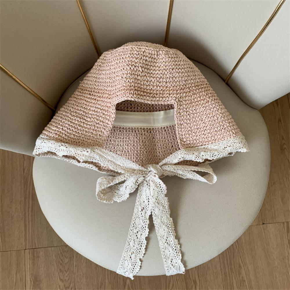 Sun Protection Straw Hat Foldable Straw Sun Visors New Sunshade Hat  Women Girls розовый