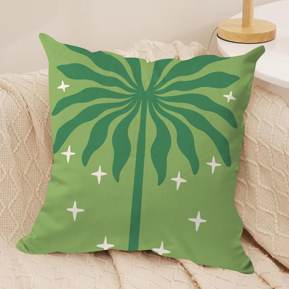 Bohemia Green Classic Cushion Cover Silky Short Plush Double-Sided Printed Pillow Case for Sofa All Seasons Home Decor Gift