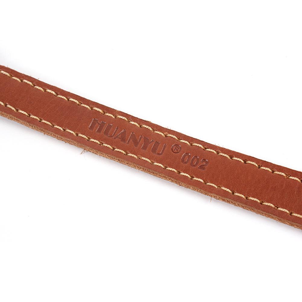 Genuine Leather Dog Leash Head Layer Cowhide Zinc Alloy Spring Cushioned Dog Leash Hand-knotted Dog Leash