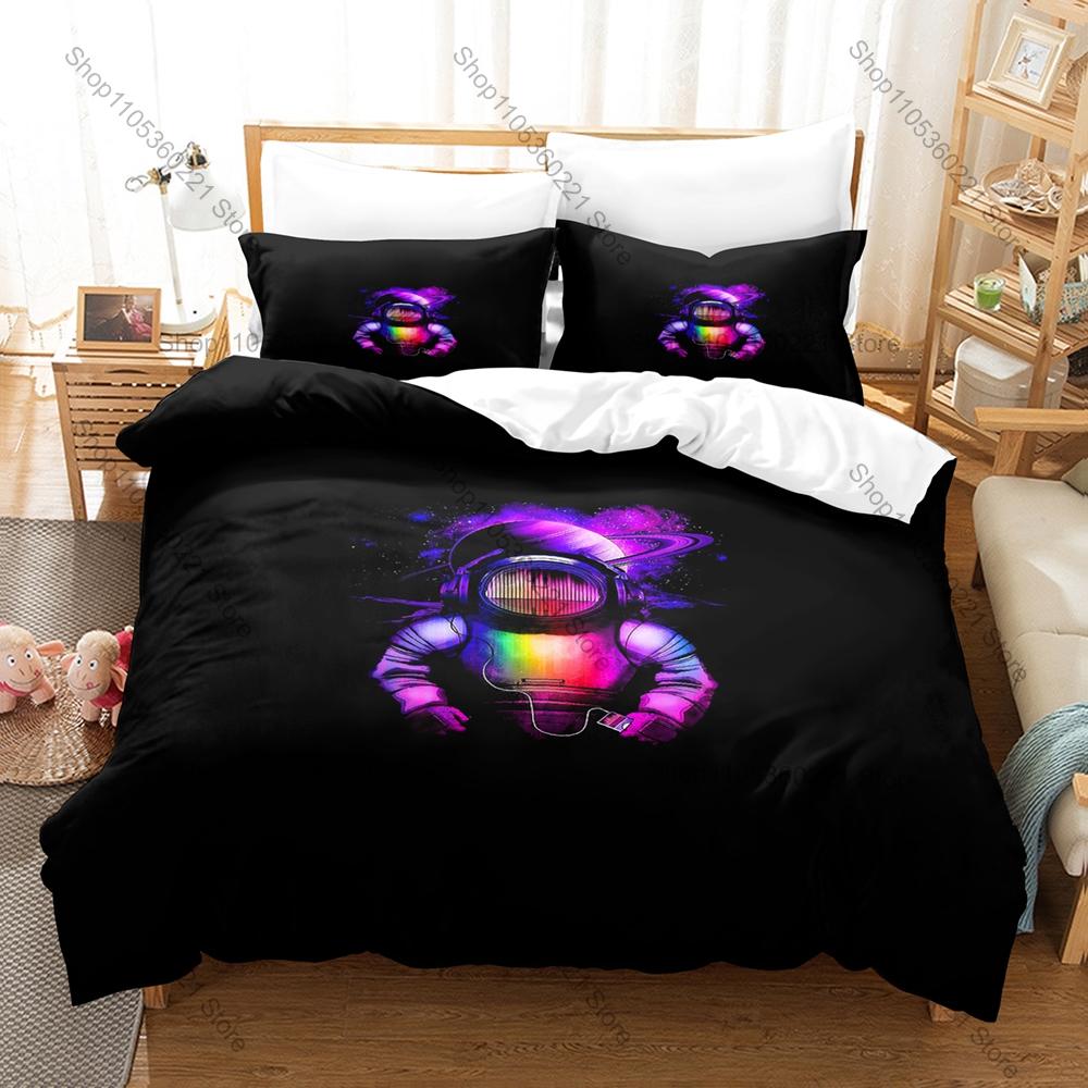 Cool Dreamy Fantasy Space Astronaut Nebula Planet Galaxy HD Print Bedding Set Duvet Cover + 2 Pillowcases Polyester Teen Room De