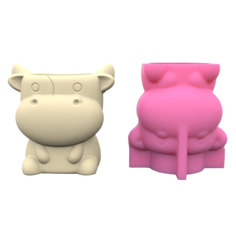 Cute Zebra Fox Concrete Flower Pot Silicone Mold Candle Pen Holder Resin Mold Animal Succulent Planter Pot Mold DIY Art