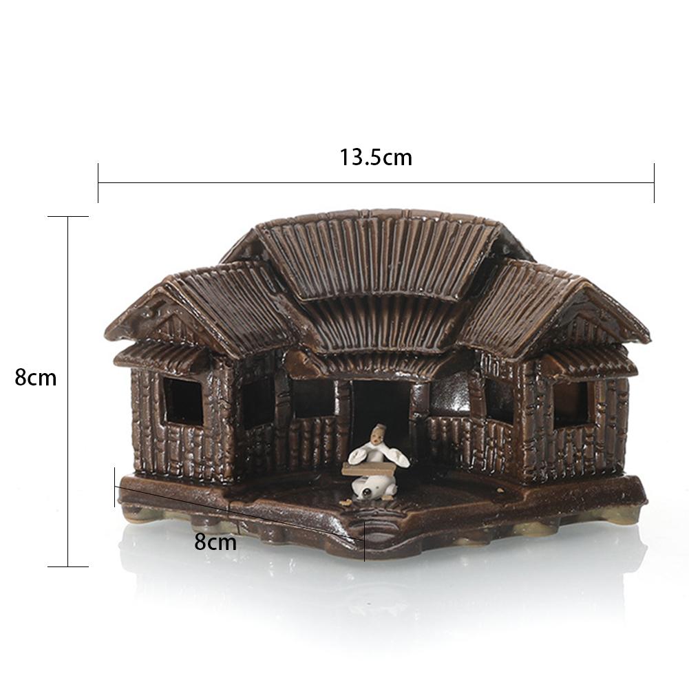 Aquarium Micro Landscaping Ornaments Ceramic House Thatched Hut Bamboo Building Fish Tank Decoration