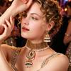 Diamond-encrusted Pearl Fringed Necklace, Earrings Set, Women's European, American Bohemian Ethnic Jewelry, Retro Fashion Jewelry.