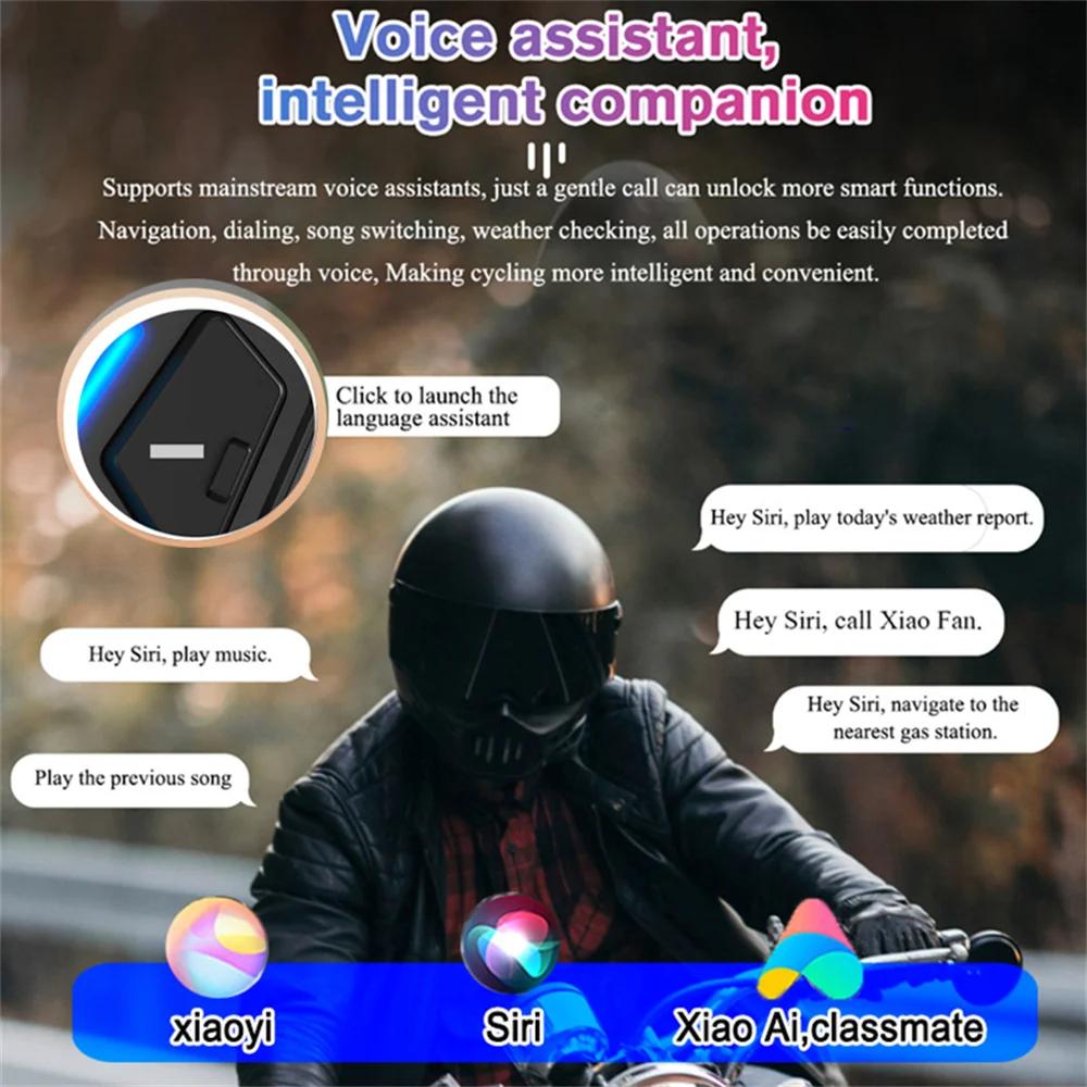 Kebidumei 500M 2-Person Full Duplex Talk Wireless Motorcycle Helmet Intercom V5.4 Bluetooth Headset Handsfree Waterproof & Noise Reduction
