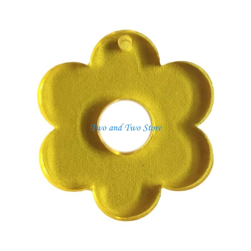 HX6F Summer Acrylic Pendants Tags for DIY Jewelry Making Keychain Tassels Sweet Flower Necklace Crafts Making Supplies жёлтый