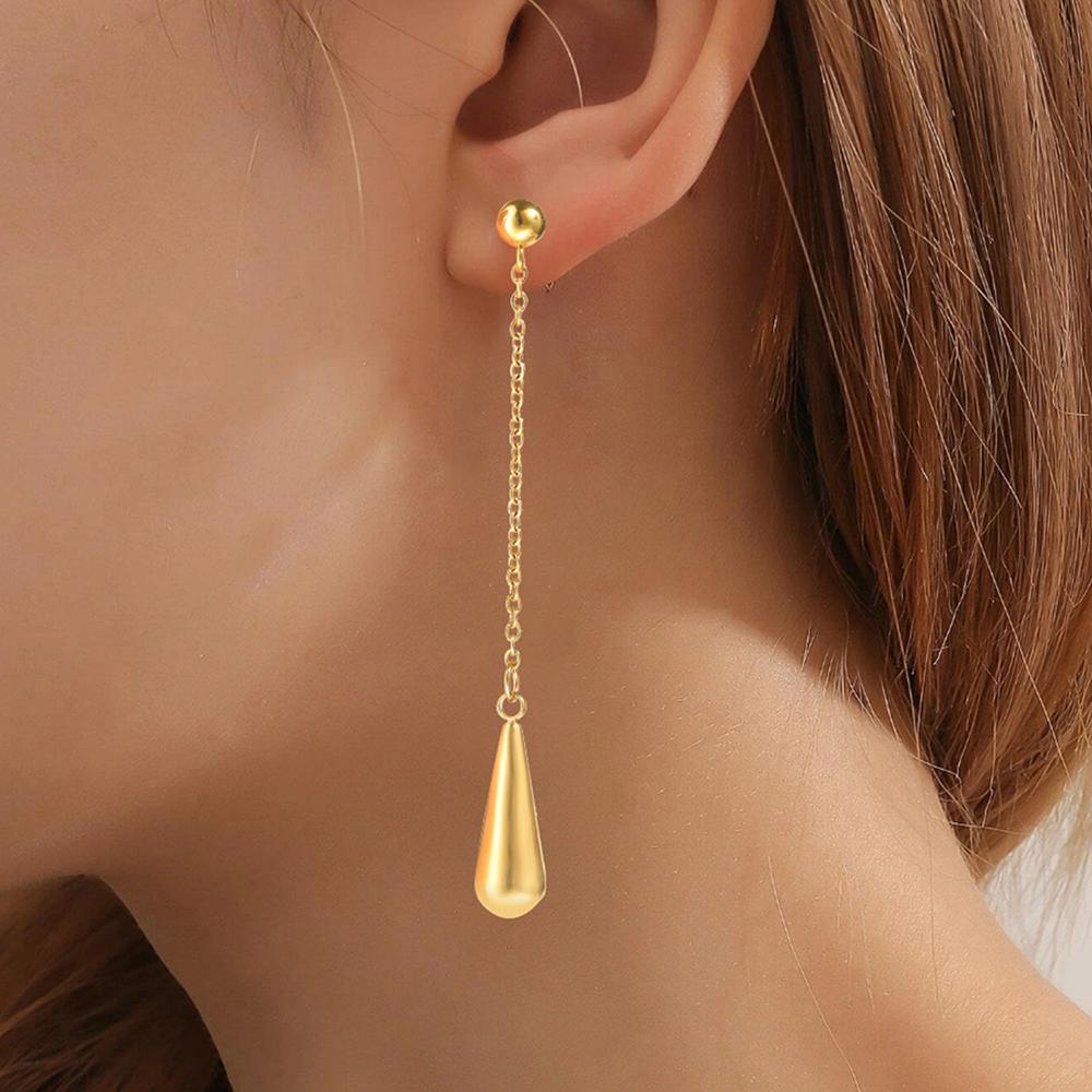 Stainless Steel Earrings Drop Models Chain Pendant Earrings Ladies Exquisite Temperament Simple Zircon Banquet Elegant Matching