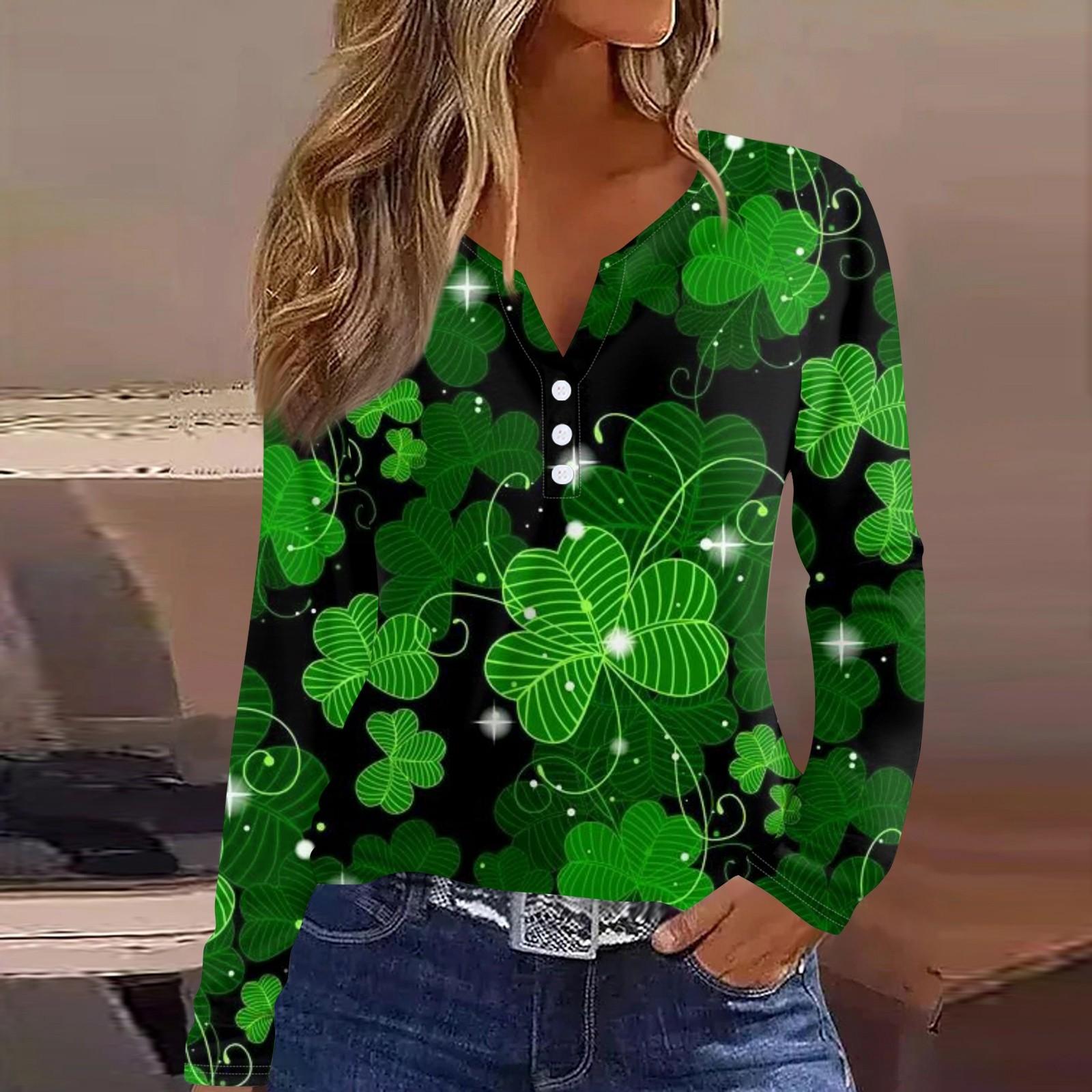 

Женская модная повседневная футболка с V-образным вырезом и длинным рукавом на пуговицах XL