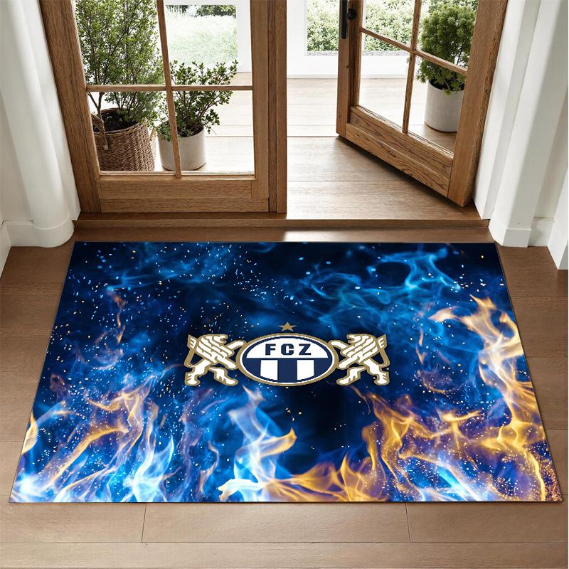 FC Zürich Design Crystal Velvet Rug Soft Decorative Mat for Bedroom Entrance