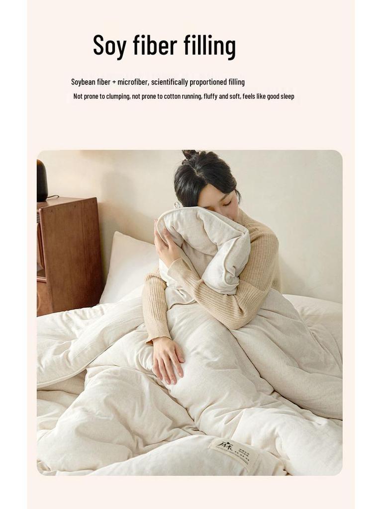 Warme Winterdecke: Superweiche Baumwoll-Leinen-Mischung mit Sojabohnenfaser