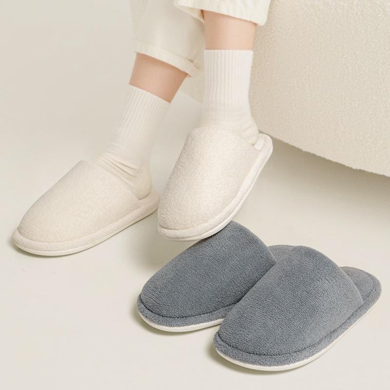 Antibacterial Cotton Slippers Men's Autumn and Winter New Indoor Couple Home a Pair of Warm Non-slip Plush Slippers