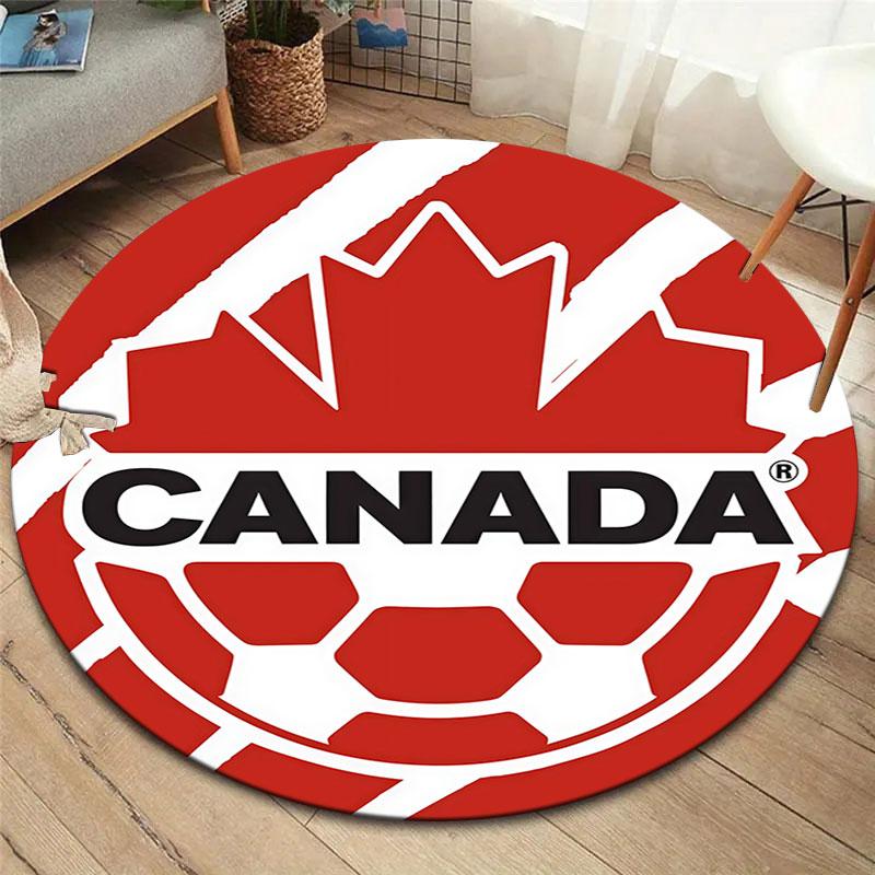 Canada Men's National Soccer Team Round Area Rug,Carpet Rug for Living Room Bedroom Sofa Playroom Decor,Non-slip Floor Mat