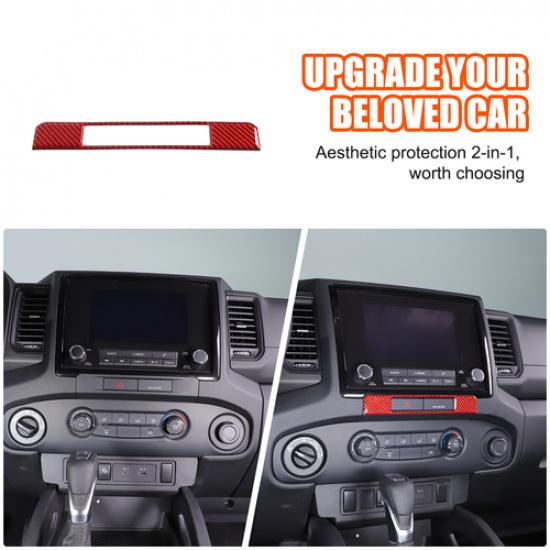 Red Carbon fiber Warning Light Switch Trim Cover for Nissan Frontier 2024-2025