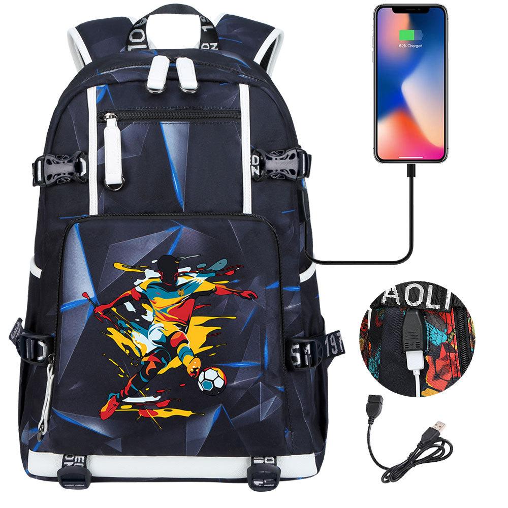 USB Headphone Backpack for Teens Students Boys Girls Leisure Travel Dual Shoulder Bags Soccer Hot Selling Waterproof Large Capacity