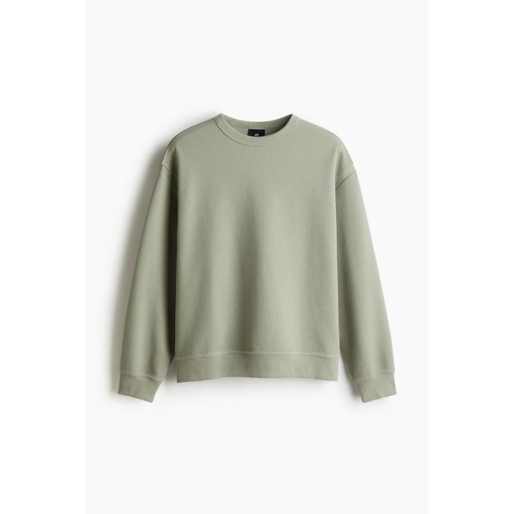 H M Loose Fit Waffle Texture sweatsHirt pistacHio Green