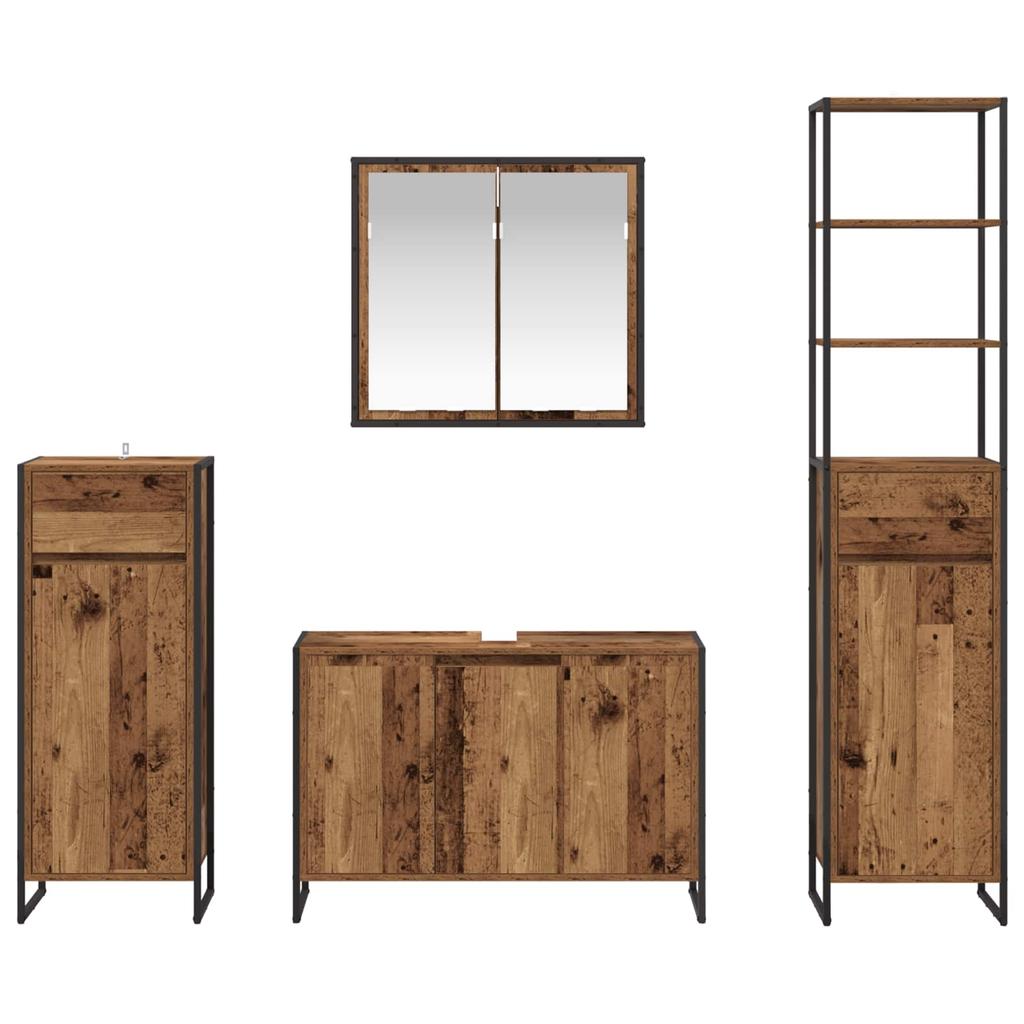 Bathroom Furniture Set with Drawers Reclaimed Wood Look Engineered Wood