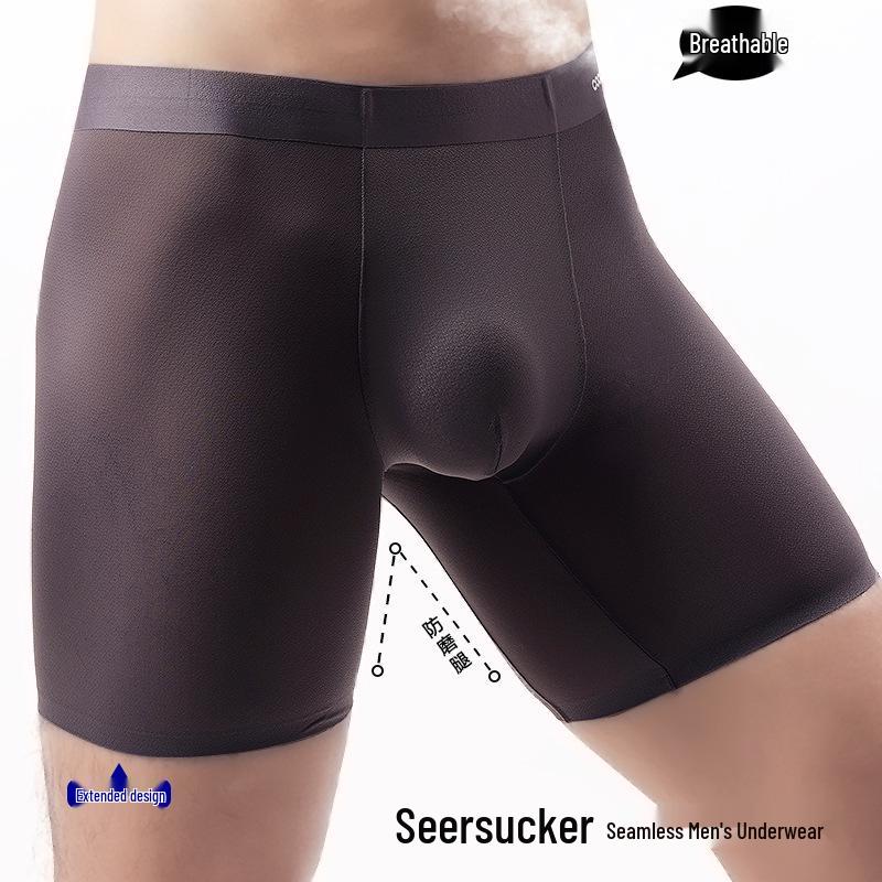 Eis Seide Herren Anti-Scheuer Nahtlose Boxershorts - Atmungsaktiv, Antibakteriell, Verlängerte Länge für Laufen und Fitness