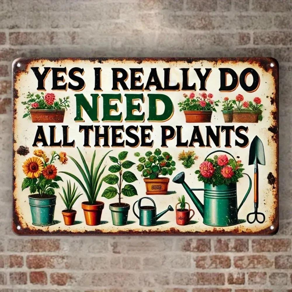 HomePlantProDecor Rustic Wood Sign with Plant Illustrations for Garden Garage Decor