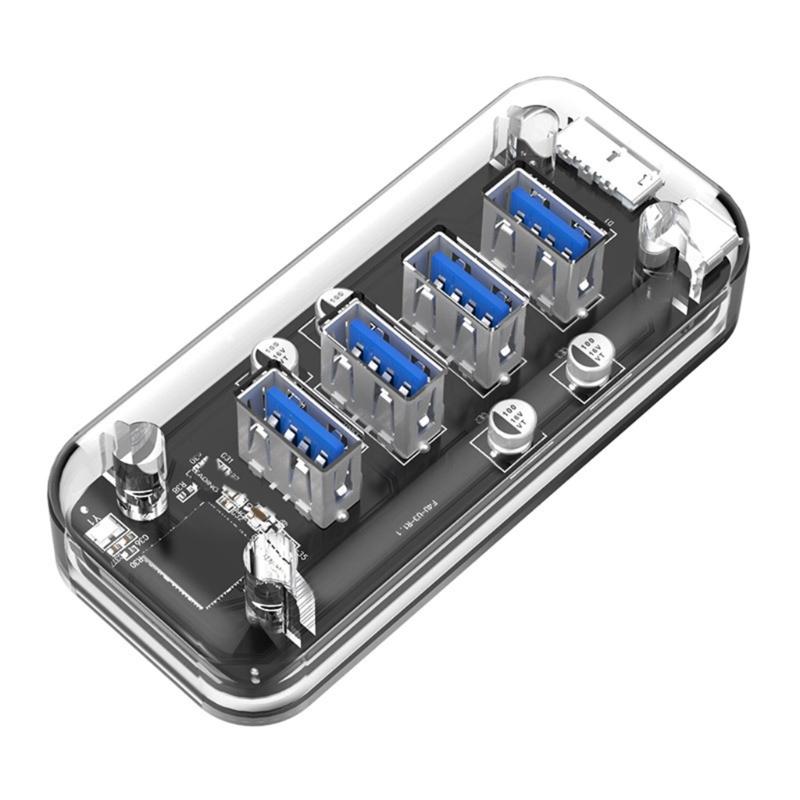 

4 Port USB 3.0 Hub Extender Fast Speed 5Gbps for Laptops Mouse Keyboards External Hard Drive Double Power Supply 1