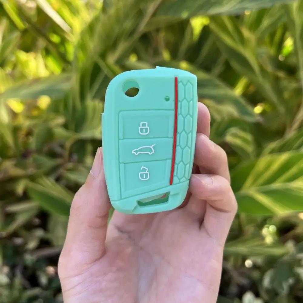 3 Button Silicone Car Key Case Cover for Volkswagen VW Polo Golf 7 MK7 for Skoda Octavia Combi SEAT Leon Ibiza CUPTRA Keychain