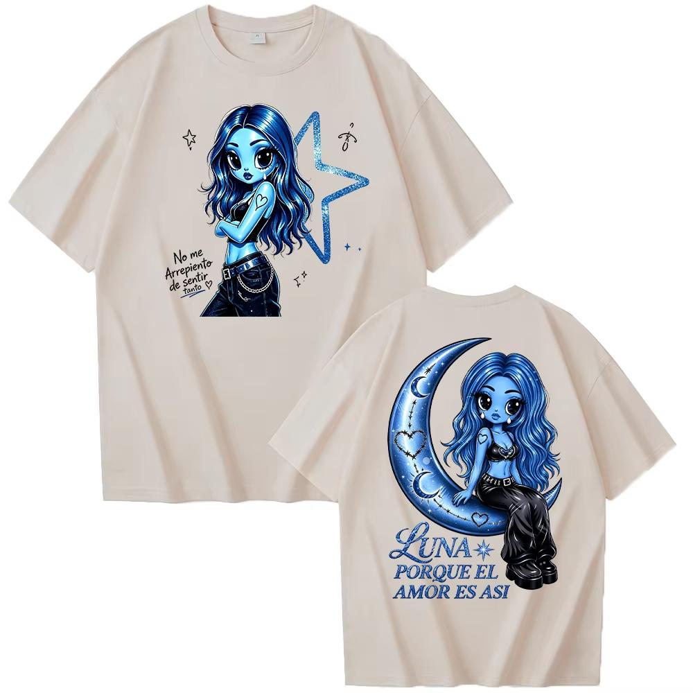 2026 Summer Hot Sale Karol G No Me Arrepiento De Sentir Tanto T-shirt Men Women Hip Hop Punk Streetwear Oversized T-shirt