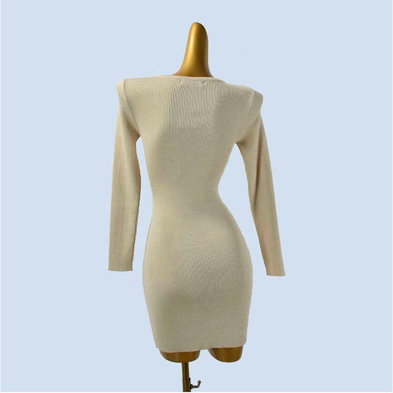 Knitted dress Women Slim fit Short Temperament Slimming Sexy Sheath Base Inner wear Sweater Design Sense Autumn