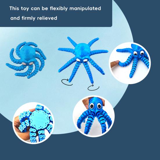 Flexible Octopus Ornament Fidget Octopus Toy with Movable Tentacles Desktop Articulated Octopus for Kids And Adults Home Office Stress Relief