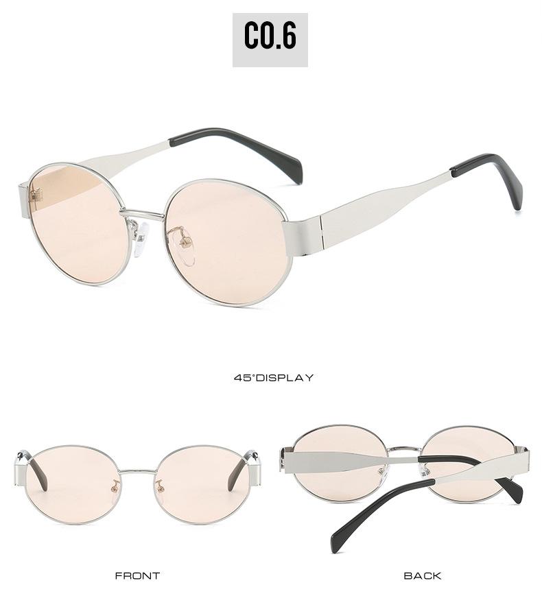 2024 Oval Metal Sunglasses: Trendy Small Round Lens for Men & Women