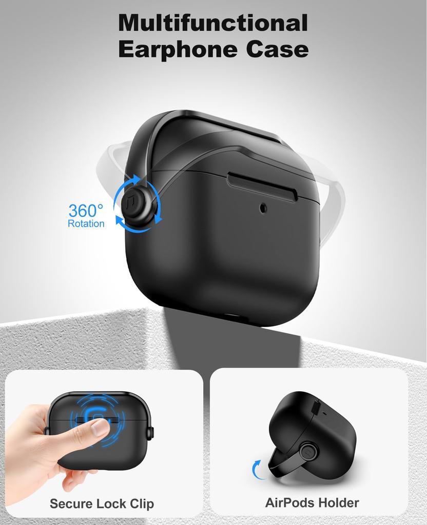 For AirPods Pro 3 Earphone Case with Secure Lock Music Headset Design Full Protective Cover for AirPods Pro 3 with Cleaning Kit