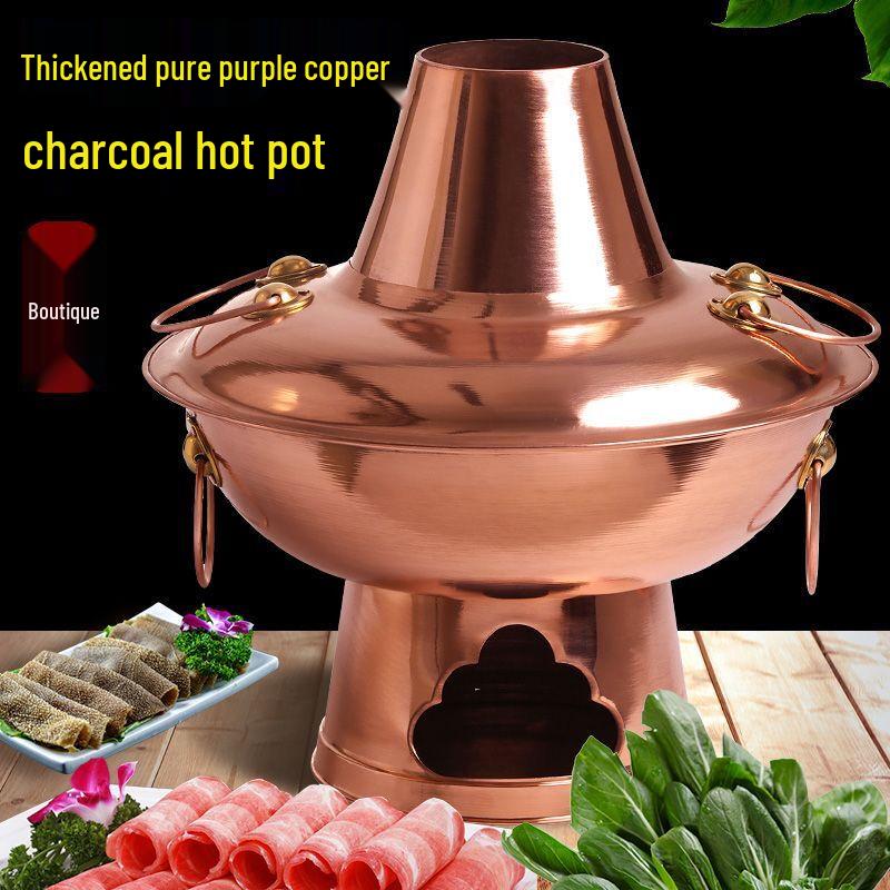 Ningzhao Vintage Copper Charcoal Split Hot Pot