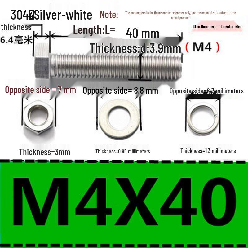 304 Stainless Steel Hex Bolt & Nut Assortment Set