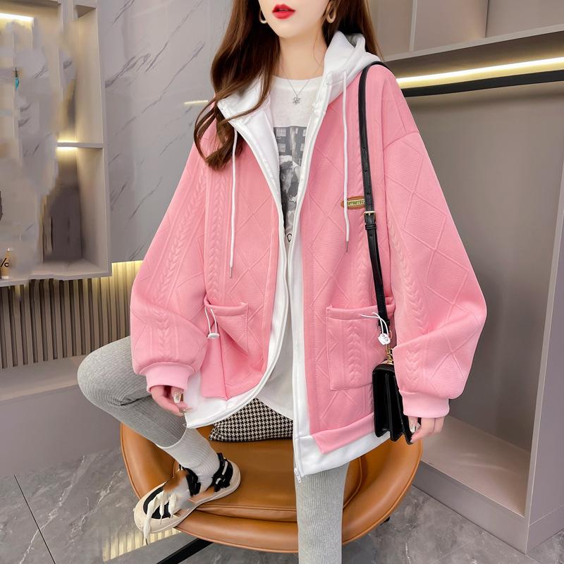 

Женская осенне-зимняя утолщенная куртка с капюшоном, трикотажная куртка на молнии, женские топы большого размера XS