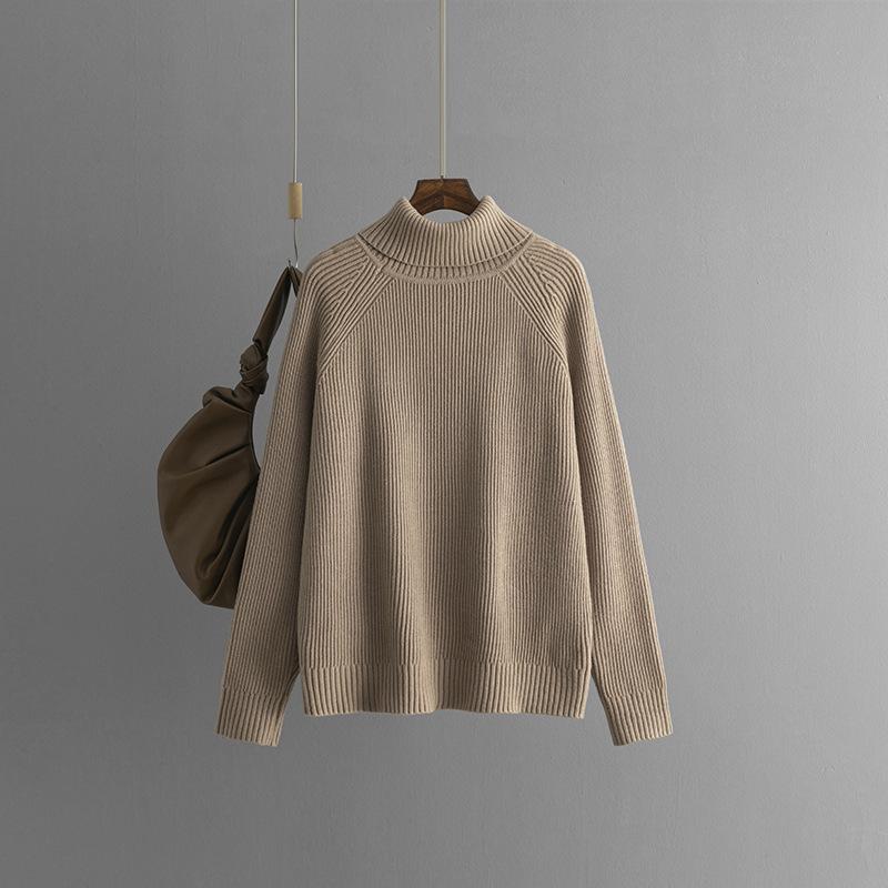 Women's Turtleneck Fuzzy Knit Pullover Sweaters Long Sleeve Oversized Casual Jumper Tops for Women Basic Fall Winter Solid Color Chunky Sweaters