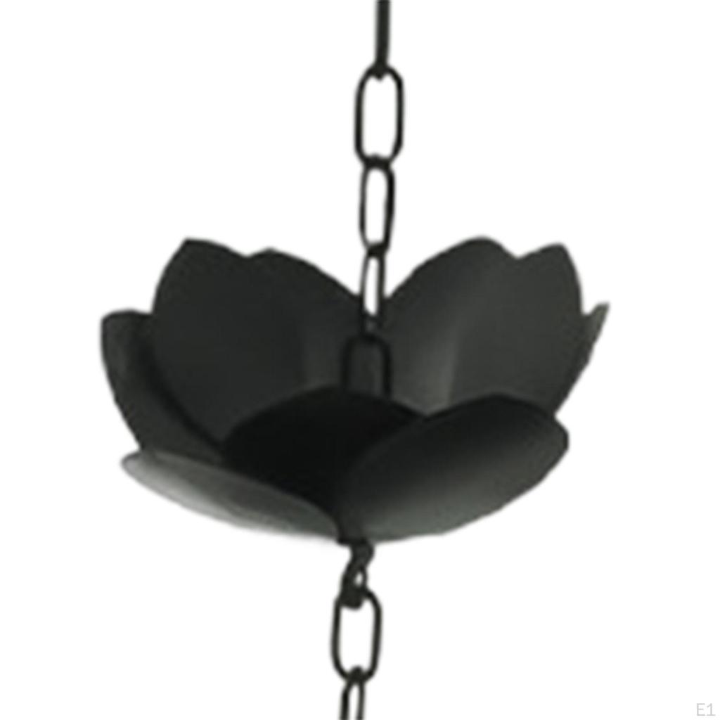 Rain Chain,Downspout Chain Black Lotus Chain,Park Embellishment Rainwater Catcher,Rain