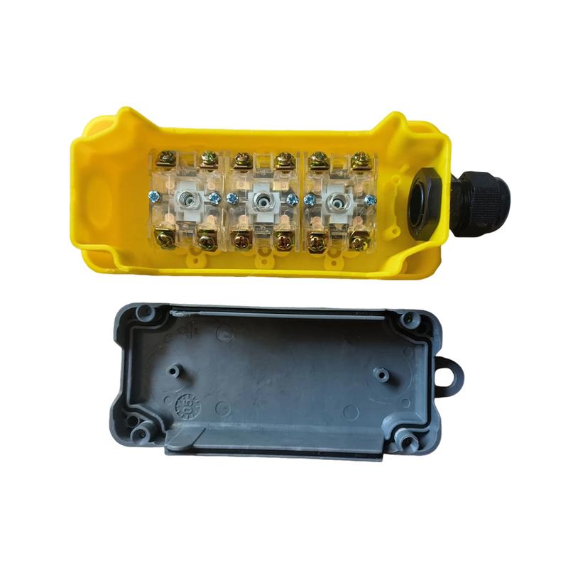 Yellow Three Push Button Control Box For Tail Lift Winch Windlass Industrial Lift