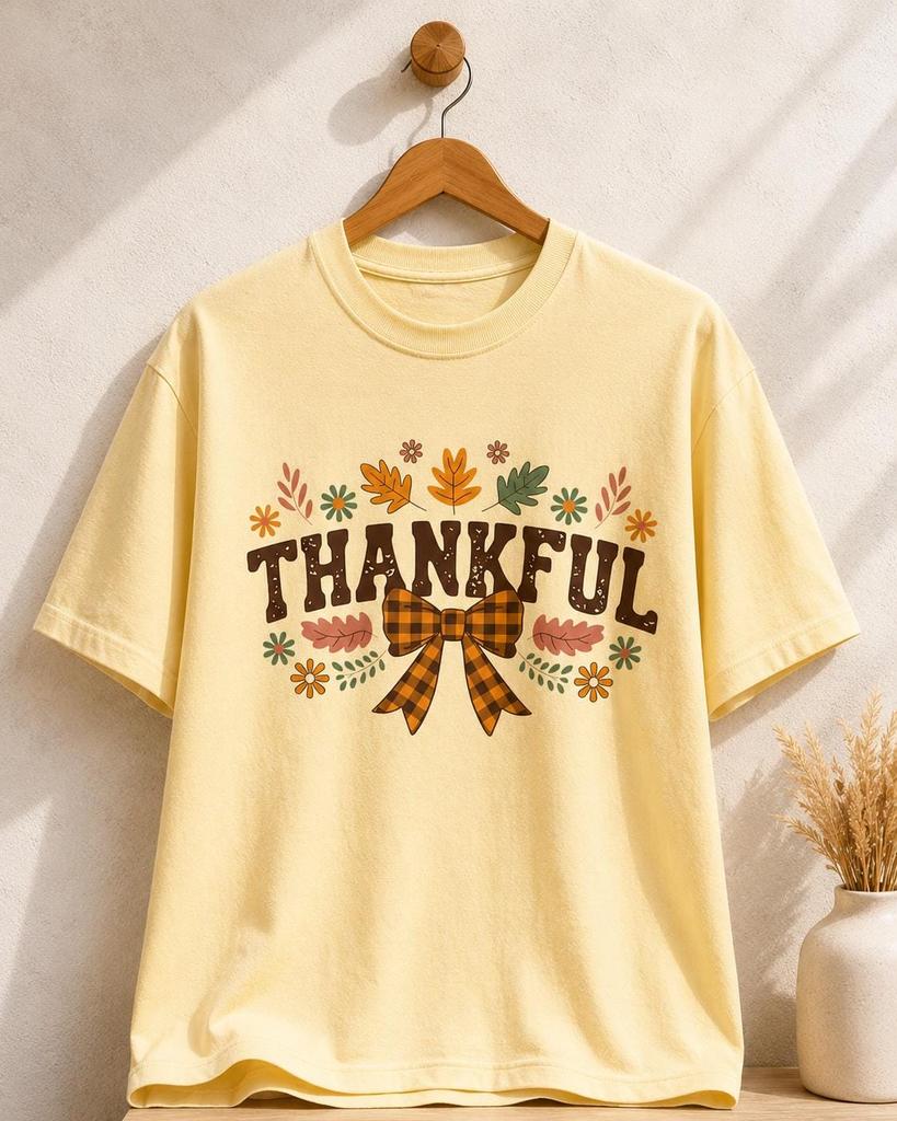 Thankful Fall T-Shirt, Vintage Autumn Floral Tee, Thanksgiving Shirt, Pumpkin Season Shirt, Cute Fall Graphic Tee