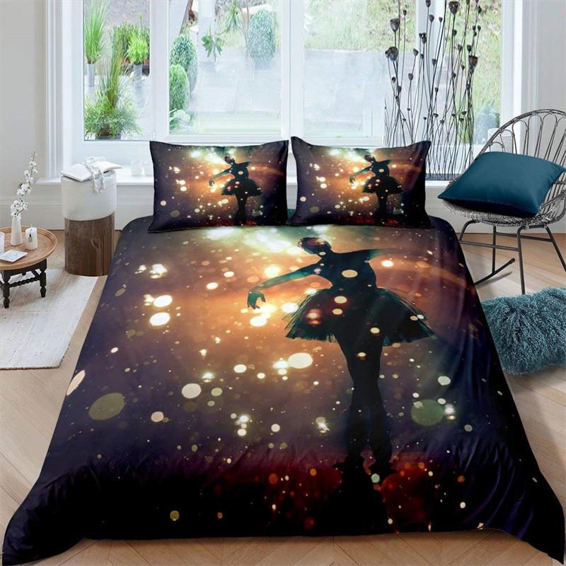 

Пододеяльник с изображением балерины и принцессы, 3D сверкающий сверкающий комплект постельного белья со звездами, мультяшное животное, лебедь, пододеяльник для детей, мальчиков и подростков EU single(135x200cm)