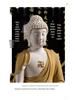 Keramik Shakyamuni Buddha Statue - Wohnzimmer Kunstwerk mit den Drei Heiligen und Lichtkreis Design