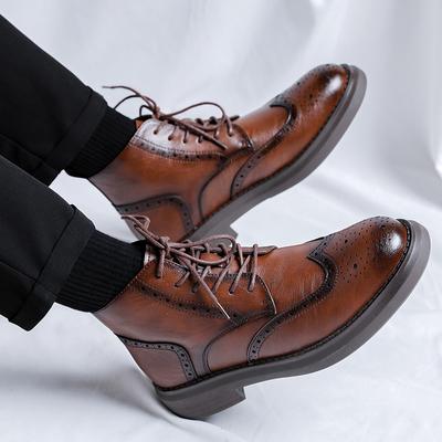 Fashion Personalized Men Genuine Leather British Style Boots for Outdoor Business Top Layer Cowhide Casual Boots Thick Soled Daily Life