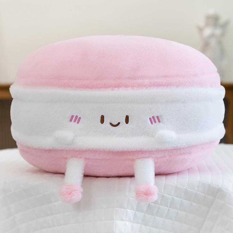 Plush Biscuits Soft Bear Cushion With Macaron Motif For Kids Bed Decor Play And
