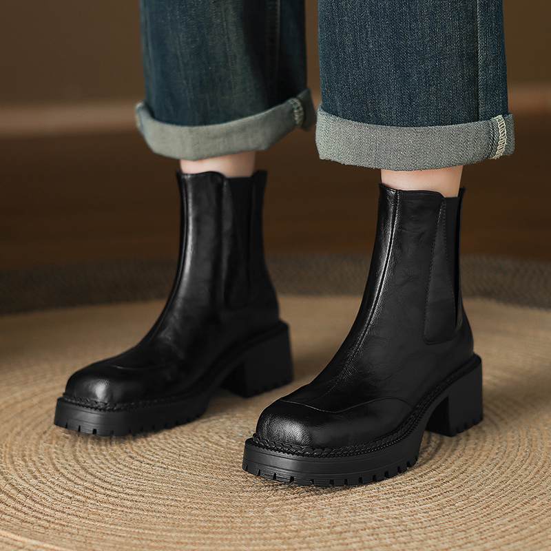 Krazing Pot 2026 Microfiber Winter Round Toe Modern Platform Size 33 Boots Size 43 Thick Bottom Zipper Women Ankle Boots