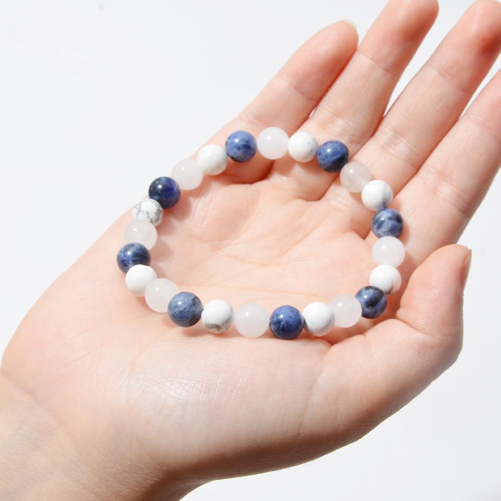 2 Piece Stylish Jewelry Set, Balancing Mood Bracelet Sodalite and Aquamarine Beaded Bracelet for Any Occasion