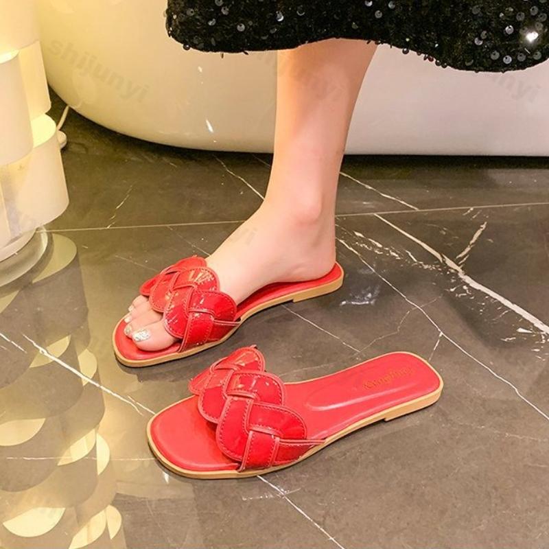 Large Size Women's One Word Slippers Summer Fashion Lightweight Comfortable Casual Shoes Outdoor Non Slip Soft Sole Beach Shoes