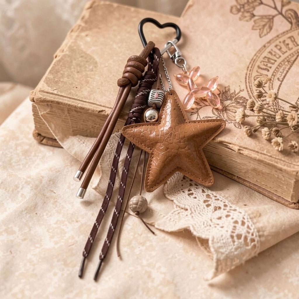 Lady's Fashion Five-Pointed Star Bag Pendant Car Dopamine Matching Hand Gift Hanging Rope Accessories Bag Charm