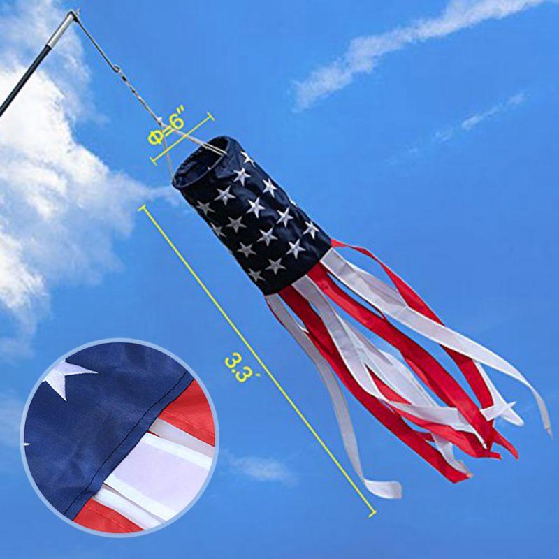 23.6 "American Flag, Wind Bag, Stars And Stripes, American Patriotic Decoration - Embroidered Stars And Fade Resistant - 11.8
