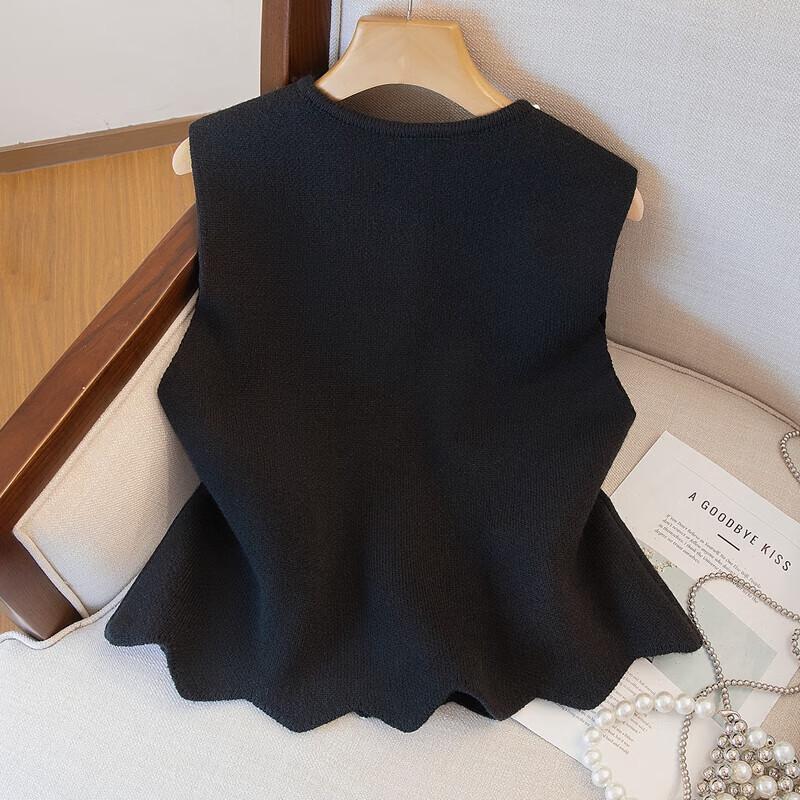 Sibaishe Women's Beaded Round Neck Solid Vest