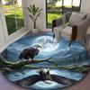1pc Majestic Desert Goat Printed Chair Rug for Home Office Use, Living Room Kitchen Game Room Round Carpet