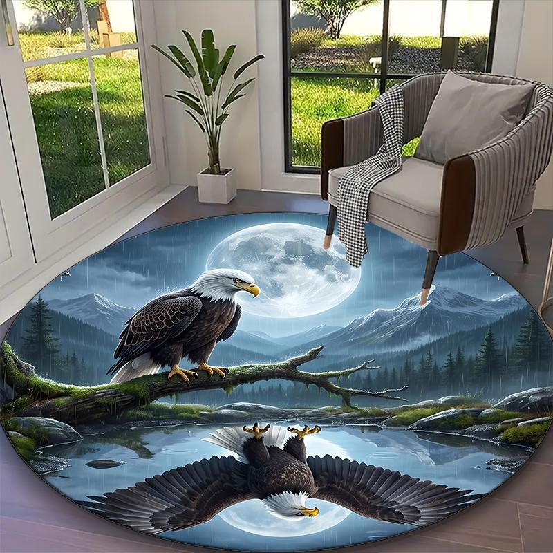 1pc Majestic Desert Goat Printed Chair Rug for Home Office Use, Living Room Kitchen Game Room Round Carpet