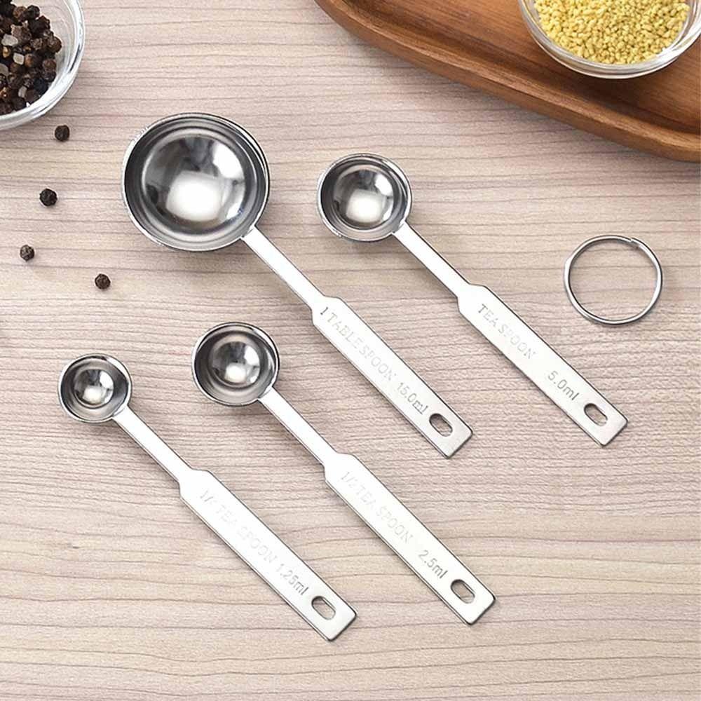 4Pcs Teaspoon Measuring Cups Set Stainless Steel Coffee Sugar Scoop  Baking Tool