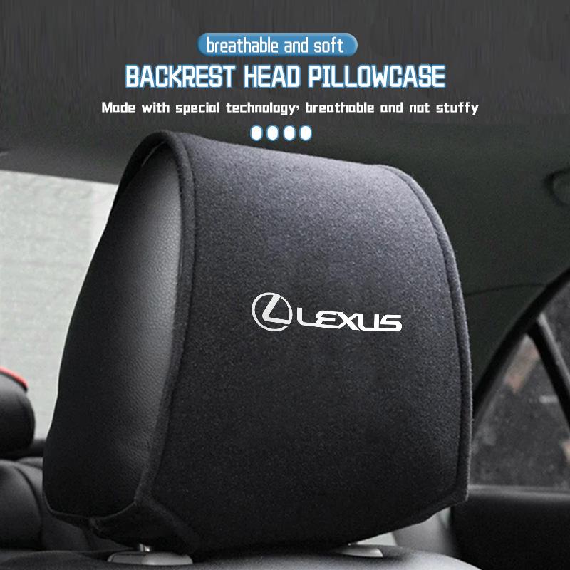 Car Logo Seat Headrest Cover Suede Perforated Pillowcase Pad For Lexus UX250h RX450h CT200h RX400h NX LX GC RX UX GX